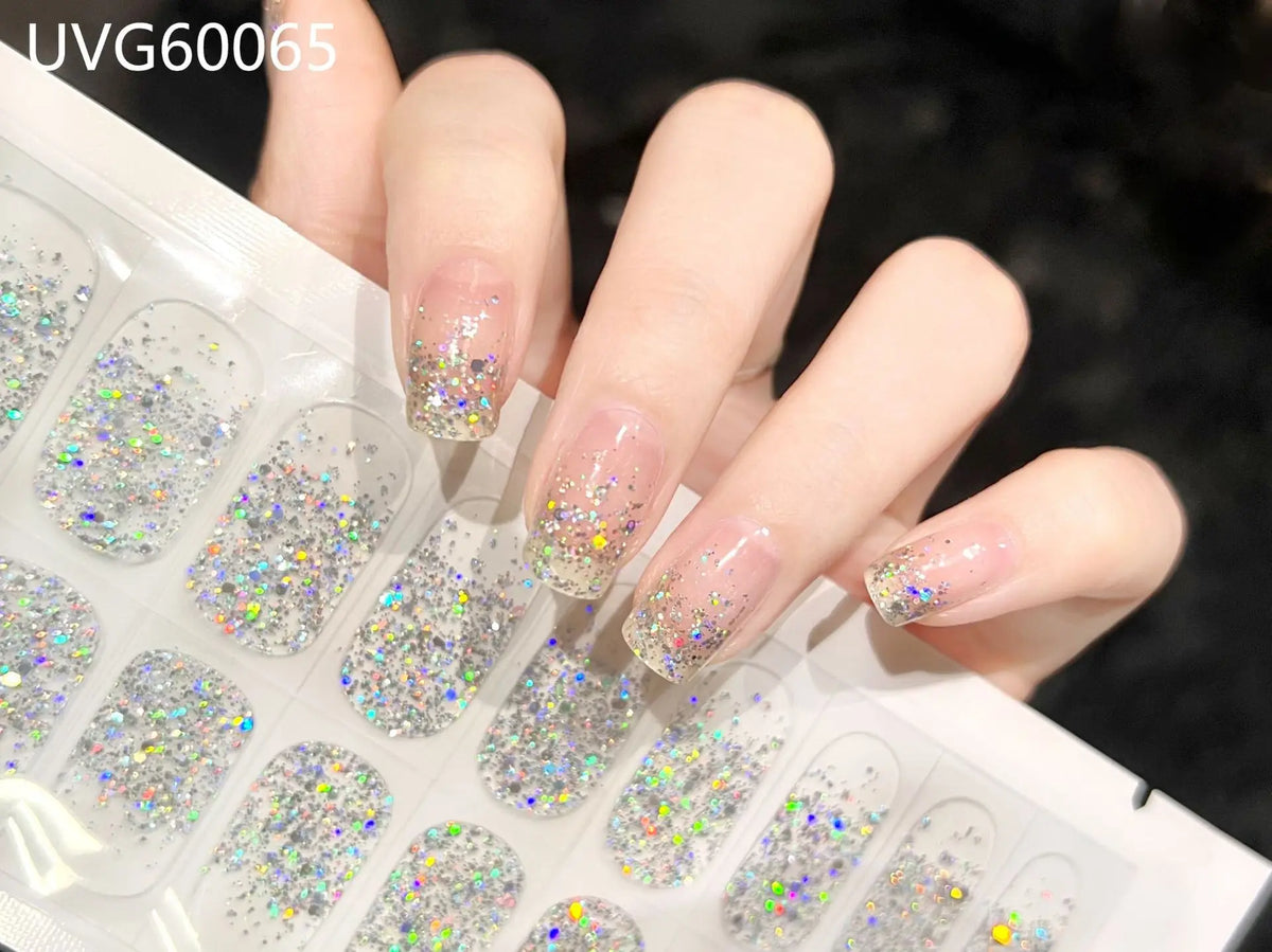 20/22Tips UV Semi cured Gel Nail Stickers Waterproof Long Lasting Full Gel Nail Wraps Press On Nail Decal DIY Manicure