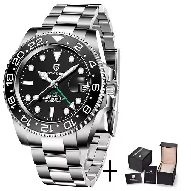 PAGANI DESIGN 2026 40MM Luxury Men GMT Automatic Machinery Watch Ceramic Bezel Jubilee Strap Sapphire Waterproof Watches for men