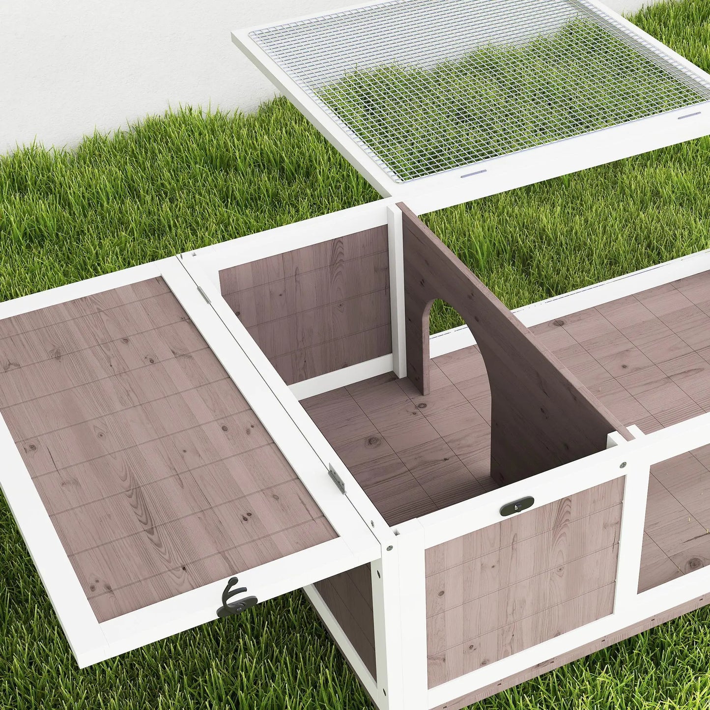 Wood Turtle House 91x60.5x32 cm with net blanket & removable transparent side panels for indoor and outdoor