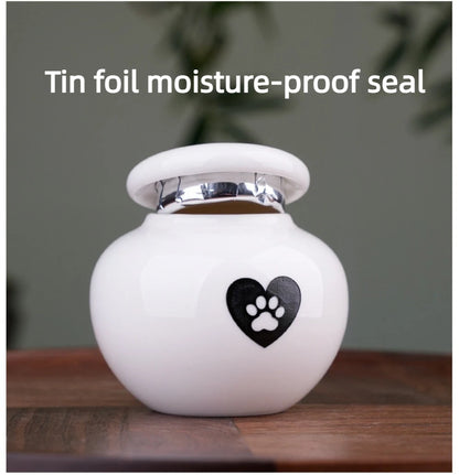 Ceramic Can urns for puppy ashes Sealed and moisture-proof pet souvenir animal funeral urn portable pet memorials and gifts