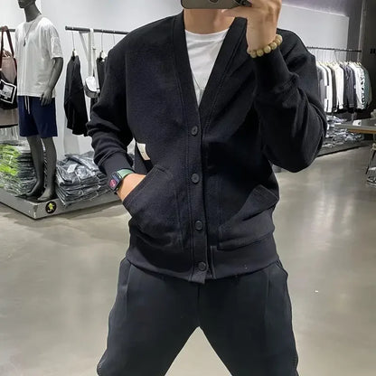 Men's Clothing Icon V Neck Cardigan Knit Sweater Male with Pockets Jumpers Tops Best Selling Products 2025 New in Knitwears A X
