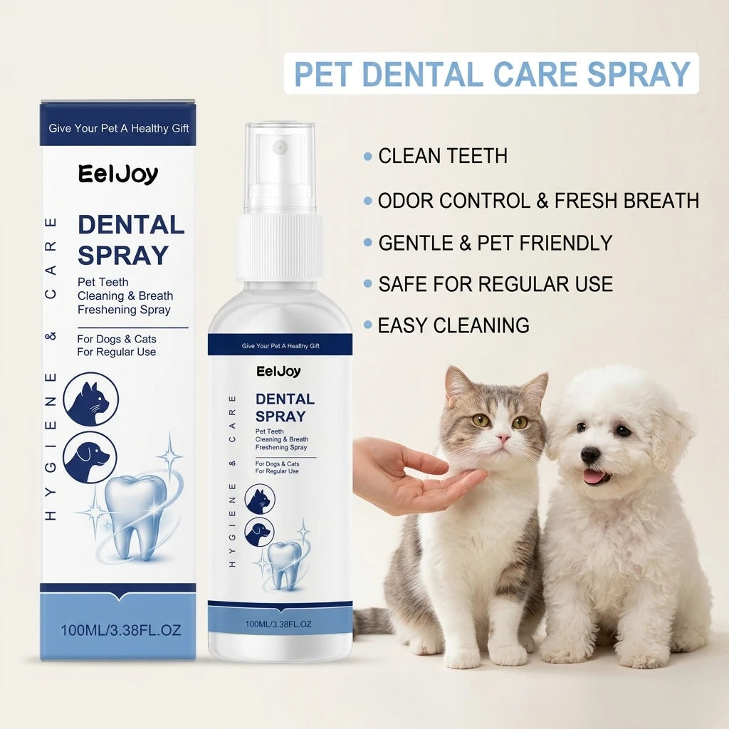Pet Dental Care Spray Remoce Plaque & Tartar Buildup Reduce Odor Soothe Inflamed Sensitive Gums No Brushing Teeth Cleaning Spray