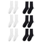 6/12 Pairs Middle Tube Socks For Men Solid Colour In White and Black Streetwear Harajuku Fashion Breathable and Casual Socks