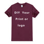 EU size 100% pure cotton custom T-shirt front and back team school uniform store logo text photo for men's personalized high-end