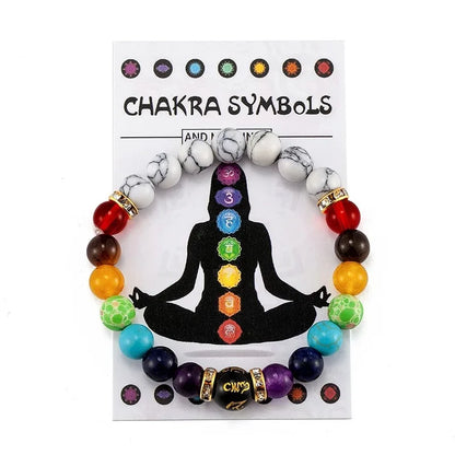 Fashionable Colorful Women's Bracelet Natural Volcanic Stone Elastic Beaded Bracelet Men's and Women's Meditation Yoga Bracelet