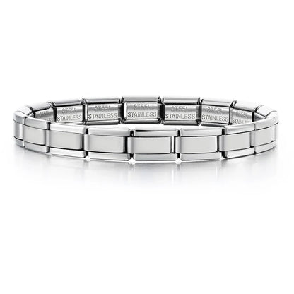 GEMOSA 9mm Width Italian Charm Bracelet Fashion Stainless Steel Bangle Elastic Link Chain High Quality Factory DIY