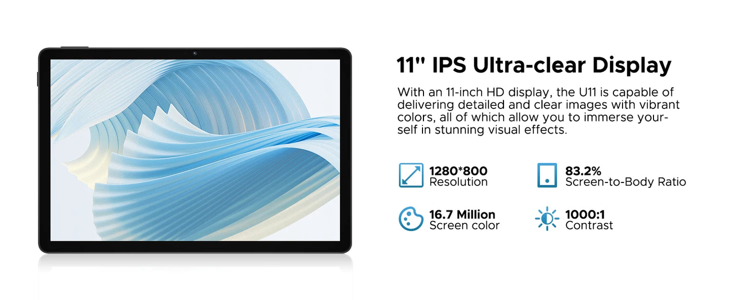 DOOGEE U11 Android 15 Tablet 11 Ultra-clear 90Hz Display 4GB RAM 128GB ROM 8580mAh Battery Dual Speaker Supports Widevine L1
