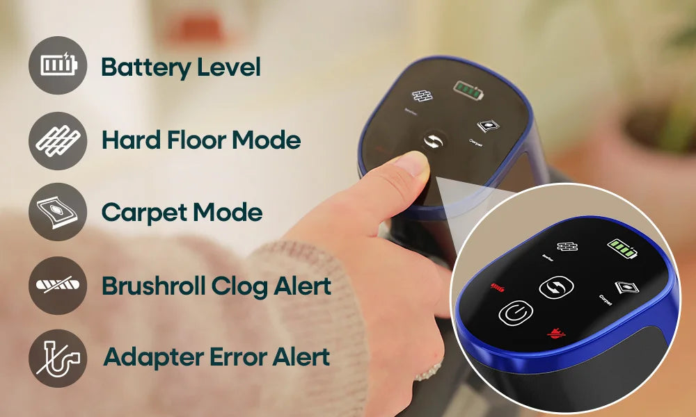 Erabros EV2 450W 55kpa Cordless Vacuum Cleaner High Suction Power Handheld Smart Home Cleaner Capacity LED Display Floor Carpet