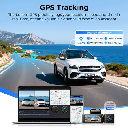 AZDOME M550 Pro 5.8Ghz WiFi 2/3 Channel Dash Cam 4K+2.5K Built-in GPS 3.19" IPS Screen Car DVR IR Night Vision 24H Parking Mode