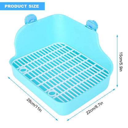 Square Shape Pet Toilet Plastic Easy to Install Small Animal Toilet for Rabbit Chinchilla Guinea Pig Cage Use