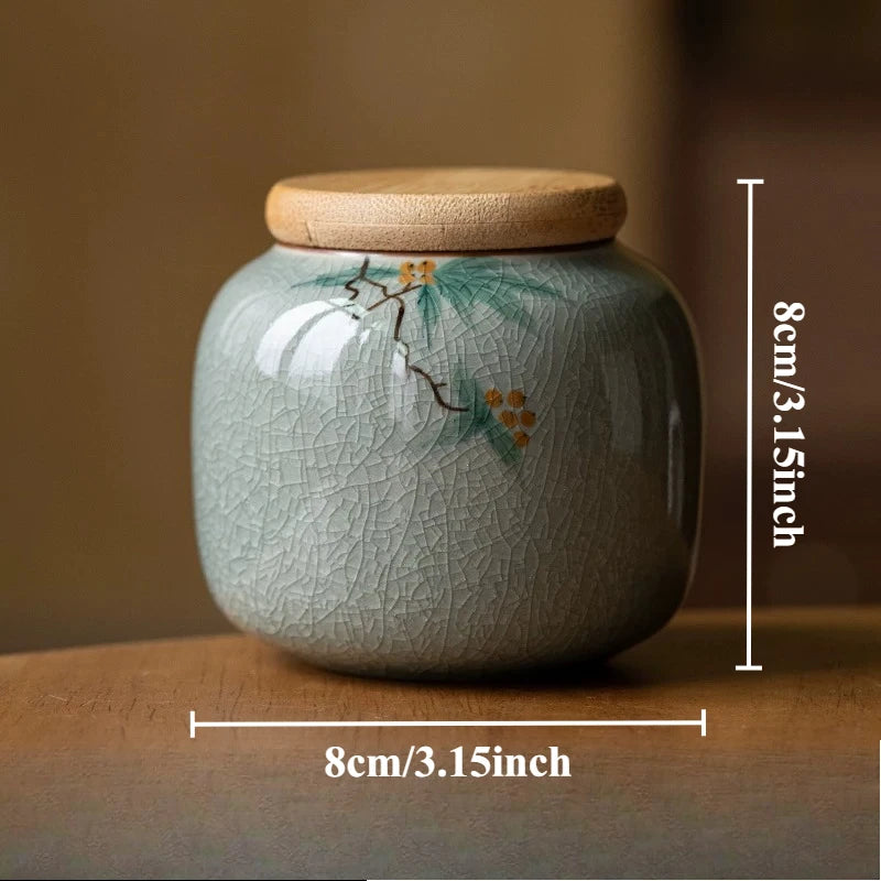 1pc Ceramics Hand Drawn Plum Blossom Urn for Ashes Pet Corpse Cremation Coffin Chinese Style Mini Urn with Lid for Ashes