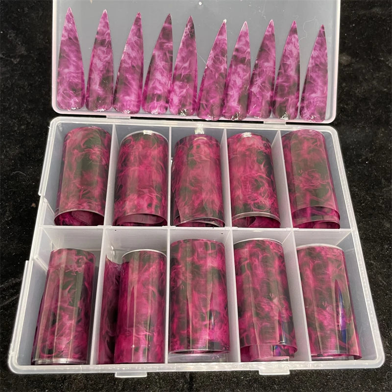 New Flower Nail Foils for Transfer Paper Stickers Floral Adhesive Fruit Nails Wraps Fish DIY Water Marble Nail Art Decorations