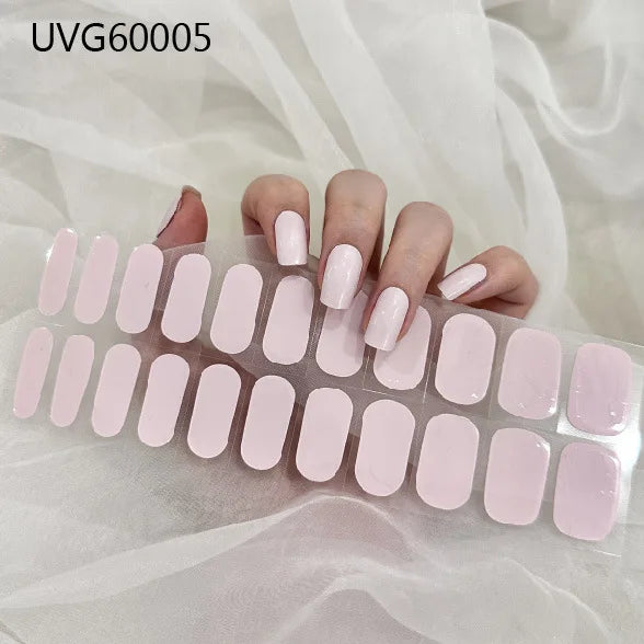 20/22Tips UV Semi cured Gel Nail Stickers Waterproof Long Lasting Full Gel Nail Wraps Press On Nail Decal DIY Manicure