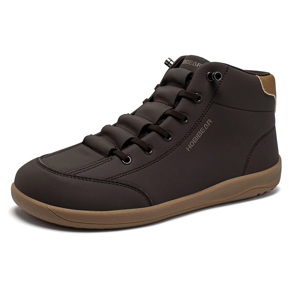 HOBIBEAR Mid Top Barefoot Shoes Mens Womens Wide Toe Ankle Boots Outdoor Non-Slip Artificial Leather Shoes