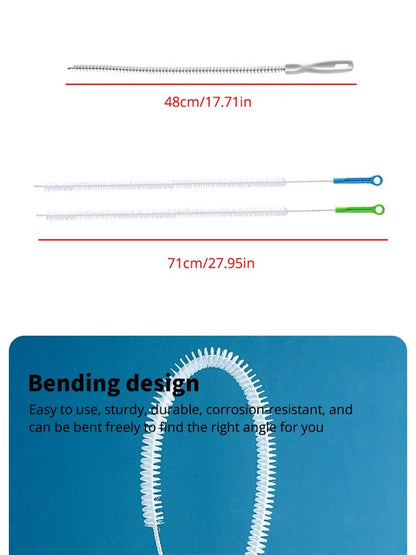 Pipe Dredging Brush Bathroom Sewer Hair Remove Sink Cleaning Brush 48/71cm Drain Cleaner Bendable Flexible Cleaning Tools