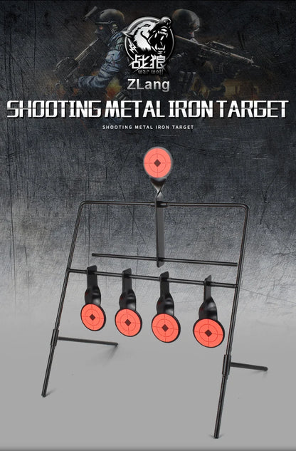 zlangsports Rotating Metal Target Stand 4+1 Shooting Training Iron Targets for Airsoft, Air Rifle, Air Pistol