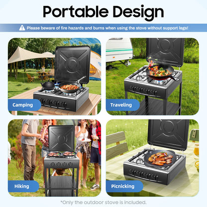 4-burner Natural Gas Stove NG/LPG Gas-stove 49*49*79cm for Family or Outdoor Stove Cooker