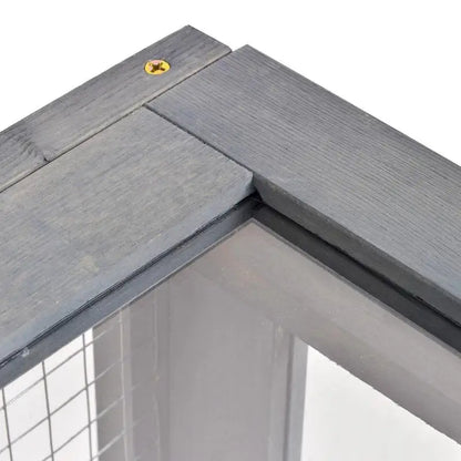 Enclosed House Cage Habitat for Small Animals Turtles with 2 Spaces 91 X 60.5 X 32 cm Solid Wood Gray