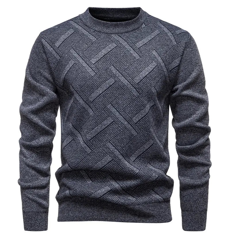 New Sweater Men Casual Knitted Pullover Solid Color Warm Regular Fit Round Neck Sweater Pullovers Mens Sweatwear