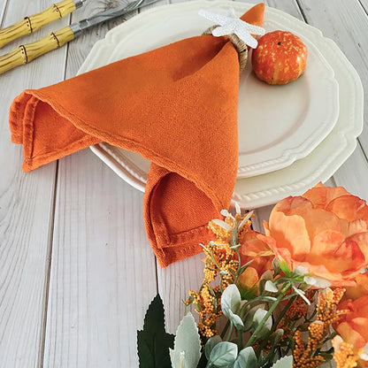 6pcs Cloth Napkins 30X45CM Orange Cotton Polyester Blend Kitchen Washable Dinner Reusable Napkins Wedding Party Table Decoration