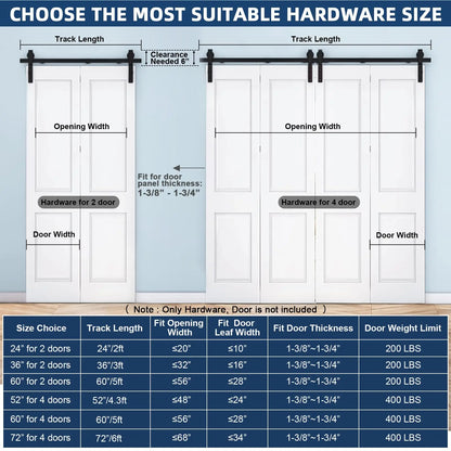 Heavy Duty Bi-Folding Sliding Barn Door Hardware Kit Quiet Side-Mounted Roller – 2/4 Bifold Doors For Closet Laundry Bedroom