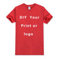 EU size 100% pure cotton custom T-shirt front and back team school uniform store logo text photo for men's personalized high-end