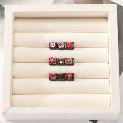 2025 New Original Black Red Stars Love Heart Bows Flower Italian Charm Link Fit 9mm Stainless Steel Jewelry DIY Making Bracelets