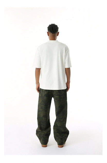 2025 Four Seasons Men's Youth Popular Multi color Pattern Camouflage Pants Basic Versatile Straight Wash Casual Cowboy Pants