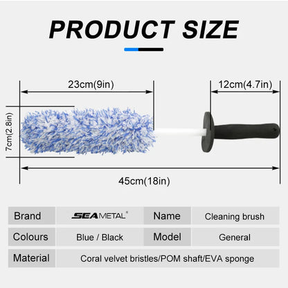 SEAMETAL Car Wash Brush Plush Premium Wheels Brush Non-Slip Handle Easy To Cleaning Rims Spokes Wheel Barrel Cleaning Mitt