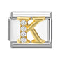 New Girls Italian Bracelet 26 English Letters Charm Stainless Steel Bangle Gold Color Inlaid Zirconia DIY Making Jewelry Gifts