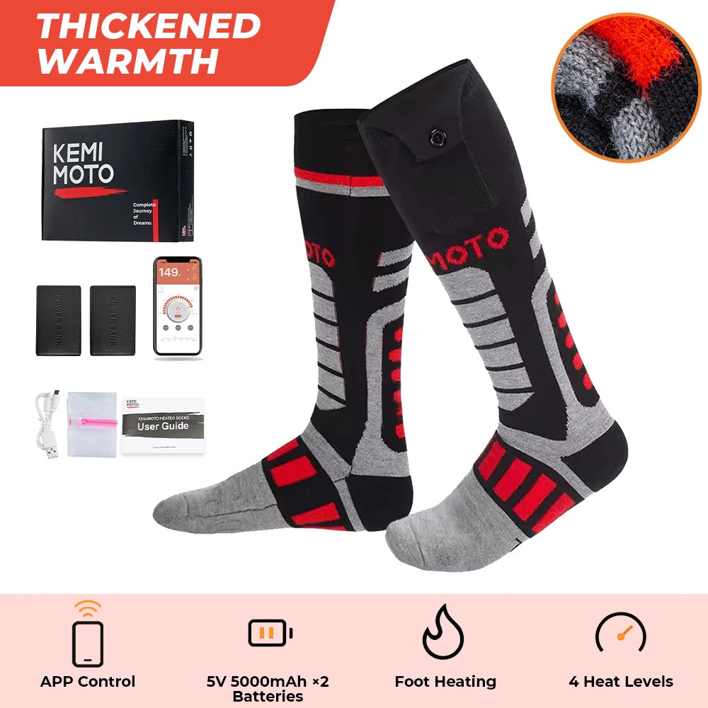 Electric Heating Socks for Skiing Snowboarding Hiking Rechargeable Batteries Thermal Warmer Remote Control Winter Outdoor Sports