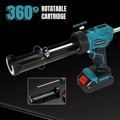 21V Cordless Electric Caulking Gun 4 Speed Adjustable Anti Drip Silicone Sealant Applicator 300ml 10oz Cartridge Rechargeable Power Tool for Construction Window Door Kitchen Bathroom Home Repair DIY