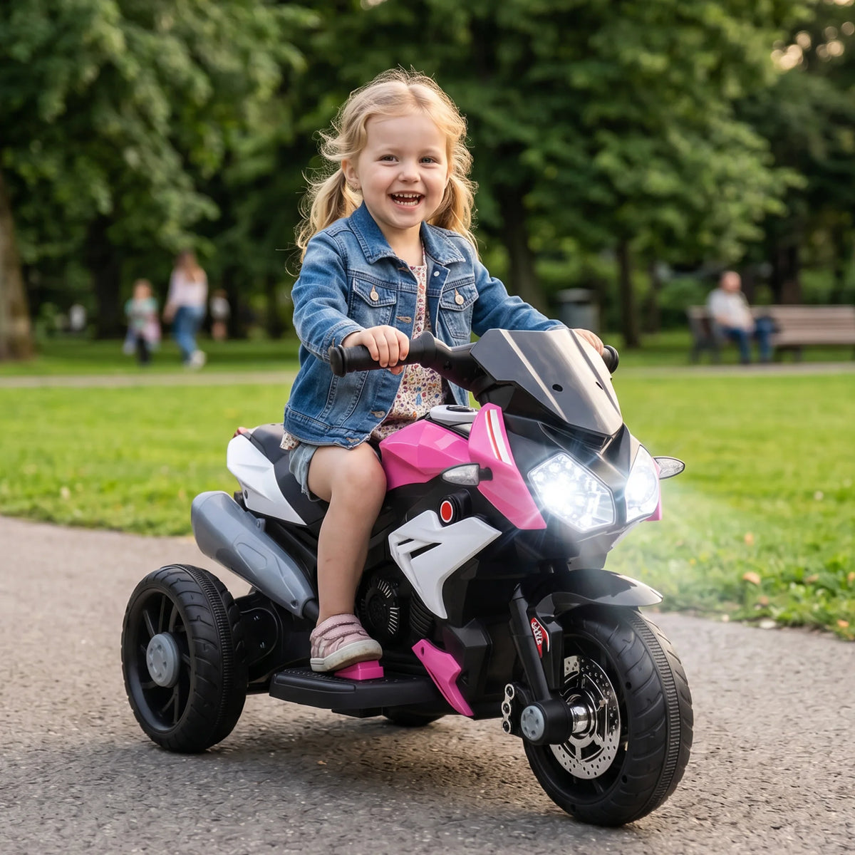 3-wheel electric motorcycle for children, 6V, electric motorcycle for kids aged 3 to 5, with lights and sounds, 86x42x52cm, load capacity: 25 kg