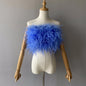 Jaxmonoy New Women Ostrich Feather Tube Spring Summer Sexy Stretch Top Bra Lady Party Wedding Fashion Sleeveless Cropped Top