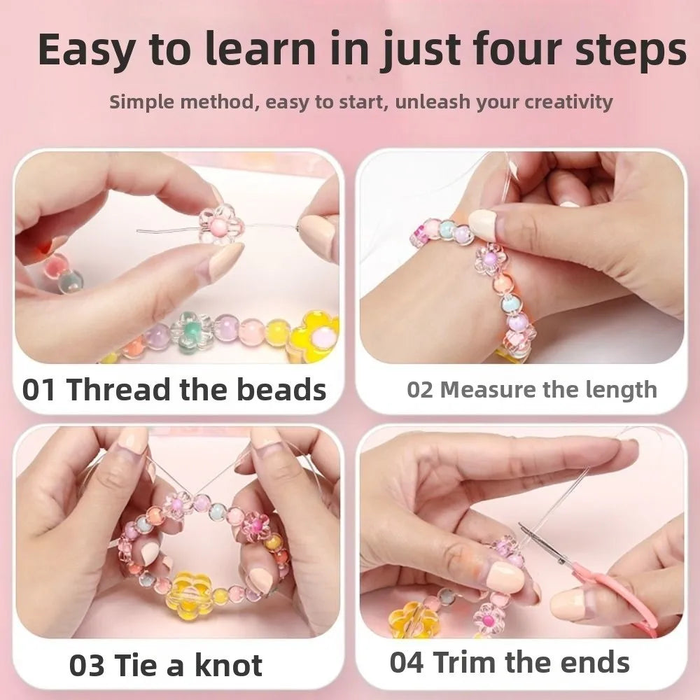 24 Grid DIY Handmade Beaded Kit Toy Creative Colorful Beads Bracelet Making Kit Kawaii Candy Color Beads Toys for Children Girl