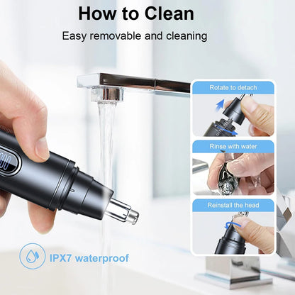 Nose Hair Trimmer for Men USB Rechargeable for Nose Eyebrow Ear Hair Remover Portable Mini Painless Electric Nose Hair Clipper