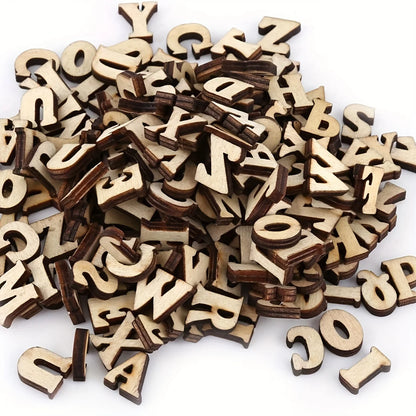 100Pcs Mixed Wooden A Z Letters  Wooden Numbers Letters Wood Letters for DIY Craft Wedding Party Home Decoration(English Letter)