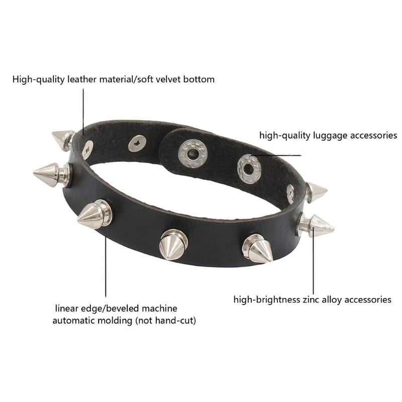 T5UF Stylish Punk Rock Bracelet Square Rivets Punk Wristband Trendy Gothic Jewelry Suitable for Individuality and Comfort