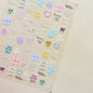 Collage Text English Letter Musical Note Star Graffiti Colorful 5D Love Heart Bowknot Nail Art Sticker Adhesive Manicure Decals