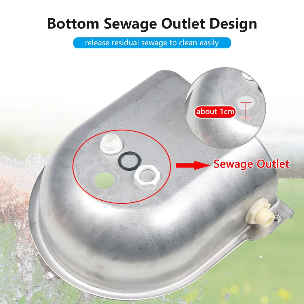 Stainless Steel Automatic Waterer Pet Livestock Tool Animals Water Bowl with Floating Ball for Cattle Horse Goat Sheep Dog