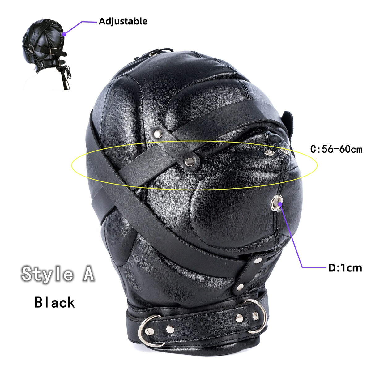 Erotic Fetish Costumes of Leather Bdsm Bondage Hood Mask with Mouth Hole for Couples Adults Slave Rolplay Flirting Games