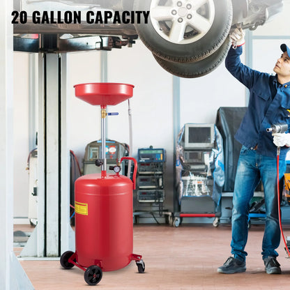 SucceBuy 20 Gallon Waste Oil Drain Tank Air Operated Drainer with Pressure Regulating Valve for Fluid Fuel Transfer Drainage
