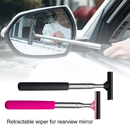 Car Rearview Mirror Wiper Wash Telescopic Cleaning 98cm Wiper Handle Glass Long Demist Cleaning Cleaner Handheld Tool Mirro Q2W9