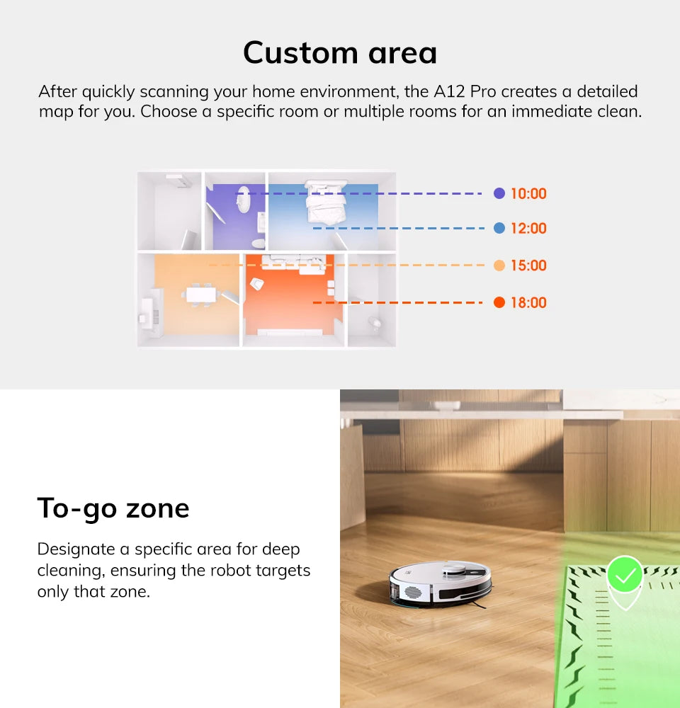 ILIFE A12 Pro Robot Vacuum and Mop Combo, LIDAR Navigation, Self Collection Dust, 3000Pa Suction, App/Remote Control