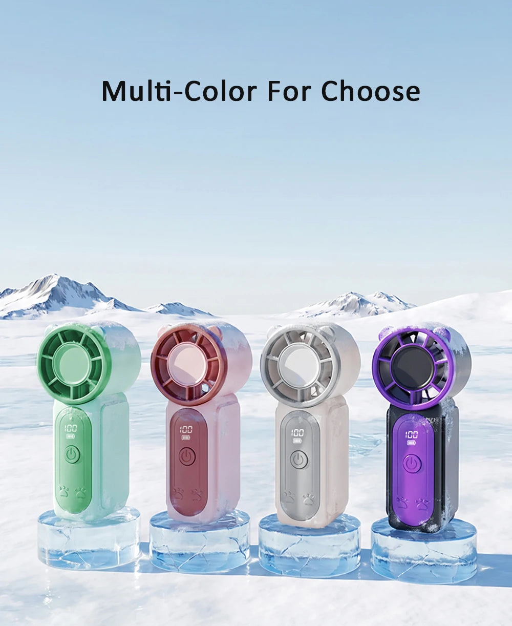 Portable Handheld Fan Mini Perosonal Hand Fan USB Rechargeable Outdoor Travel Hand Fan Digital Display Pocket Fan 100Gear
