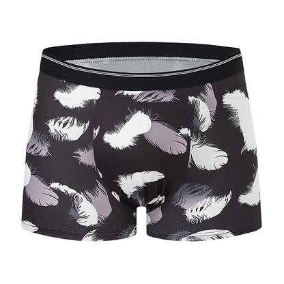 4-piece Set Of Men's Seasonal Fashionable Printed Underwear Comfortable Elastic Waist Flat Angle Pants Plus Size Casual Shorts