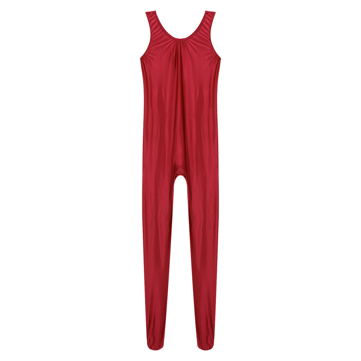 Women's Sleeveless Full Body Bodysuit Glossy Jumpsuit Gymnastics Fitness Swimming Leotard Pole Dance Costume Clubwear Lingerie