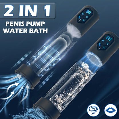 IPX7 Waterproof Electric Penis Pump for Enlargement Man Vacuum Pump Enlargement Extend Pump 4 Suction Levels 2 Silicone Sleeves