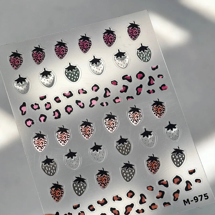 Juicy Red Jelly Tomato Nail Art Sticker Cute Bowknot Glitter Star Kawaii 5D Fruit Self Adhesive Nail Art Decals for Summer DIY