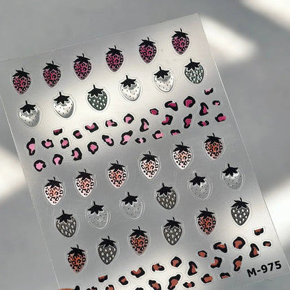 Juicy Red Jelly Tomato Nail Art Sticker Cute Bowknot Glitter Star Kawaii 5D Fruit Self Adhesive Nail Art Decals for Summer DIY
